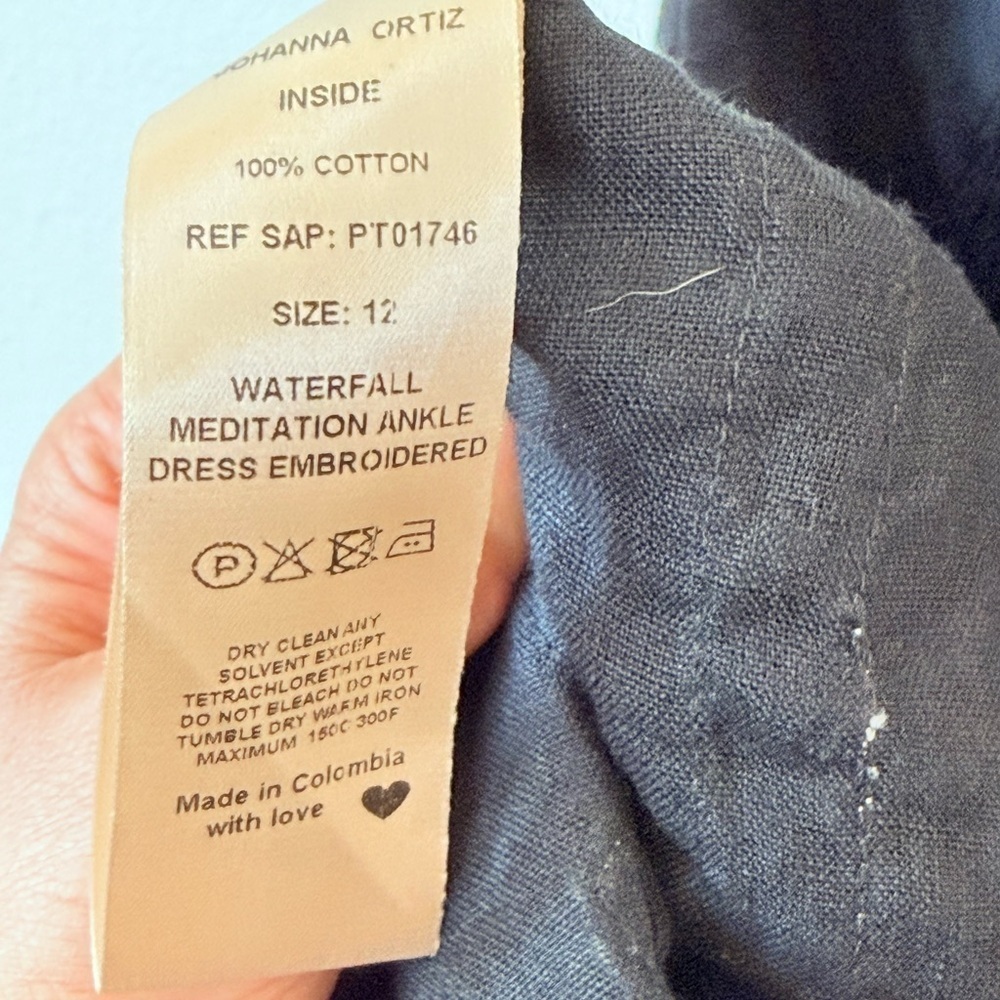 Johanna Ortiz Black Linen asymmetrical Waterfall Meditation ankle Dress 12 - Picture 9 of 9